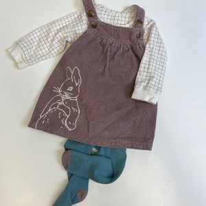 Peter Rabbit 3-piece corduroy jumper dress set 3-6 months